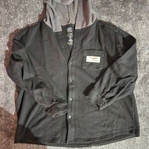 Men's Black Hooded Shirt